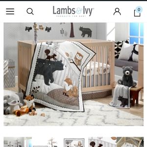 Lambs and Ivy Crib Comforter and Crib Skirt and Diaper Holder